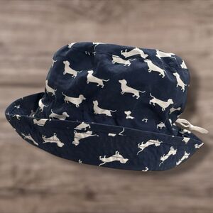 Seaside by Snapper Rock UV50+ Kids Bucket Hat Dachshund Print Navy Size M 3Y-6Y